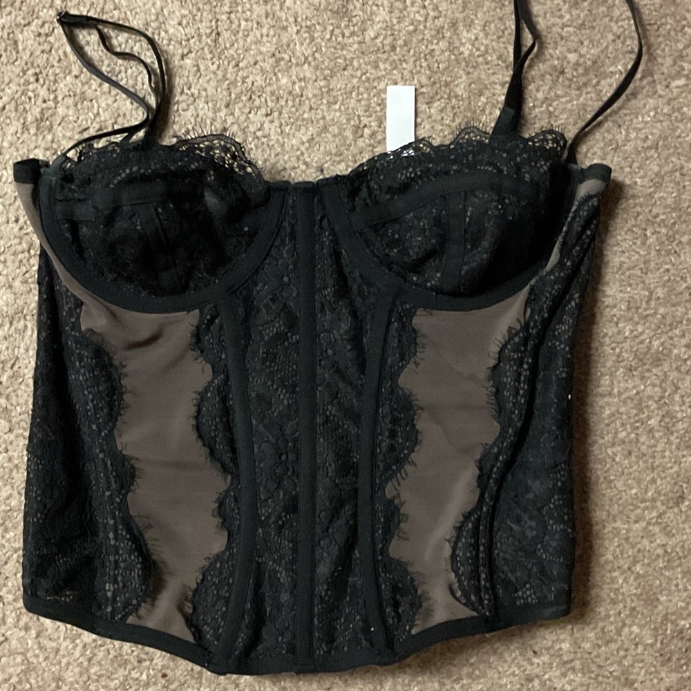 Black Lace Bustier Corset Top